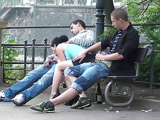 Public sex threesome on the street
