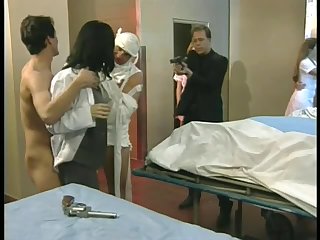 Horny Lesbian Nurses Get Anal Fucked and Covered in Cum in a Retro Orgy
